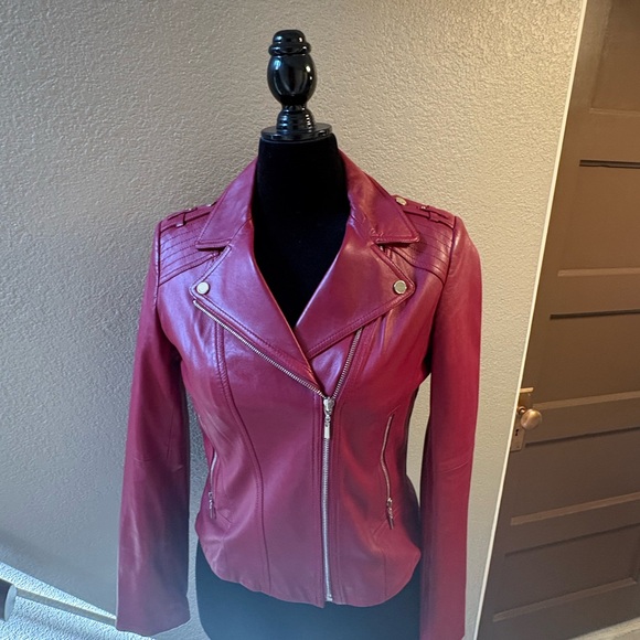 White House/Black Market Jackets & Blazers - Elegant Red Leather Jacket for Women